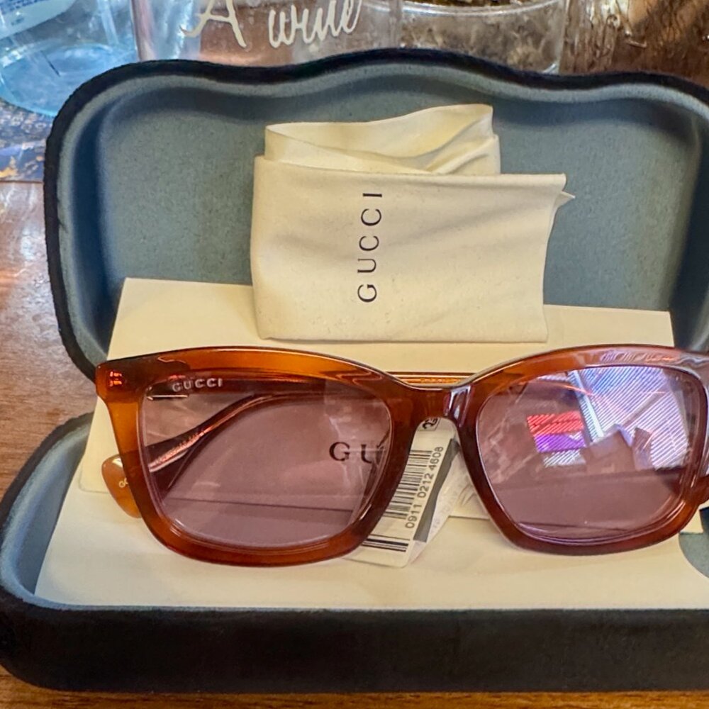 Gucci 55mm Square Sunglasses Havana Violet - Picture 9 of 9